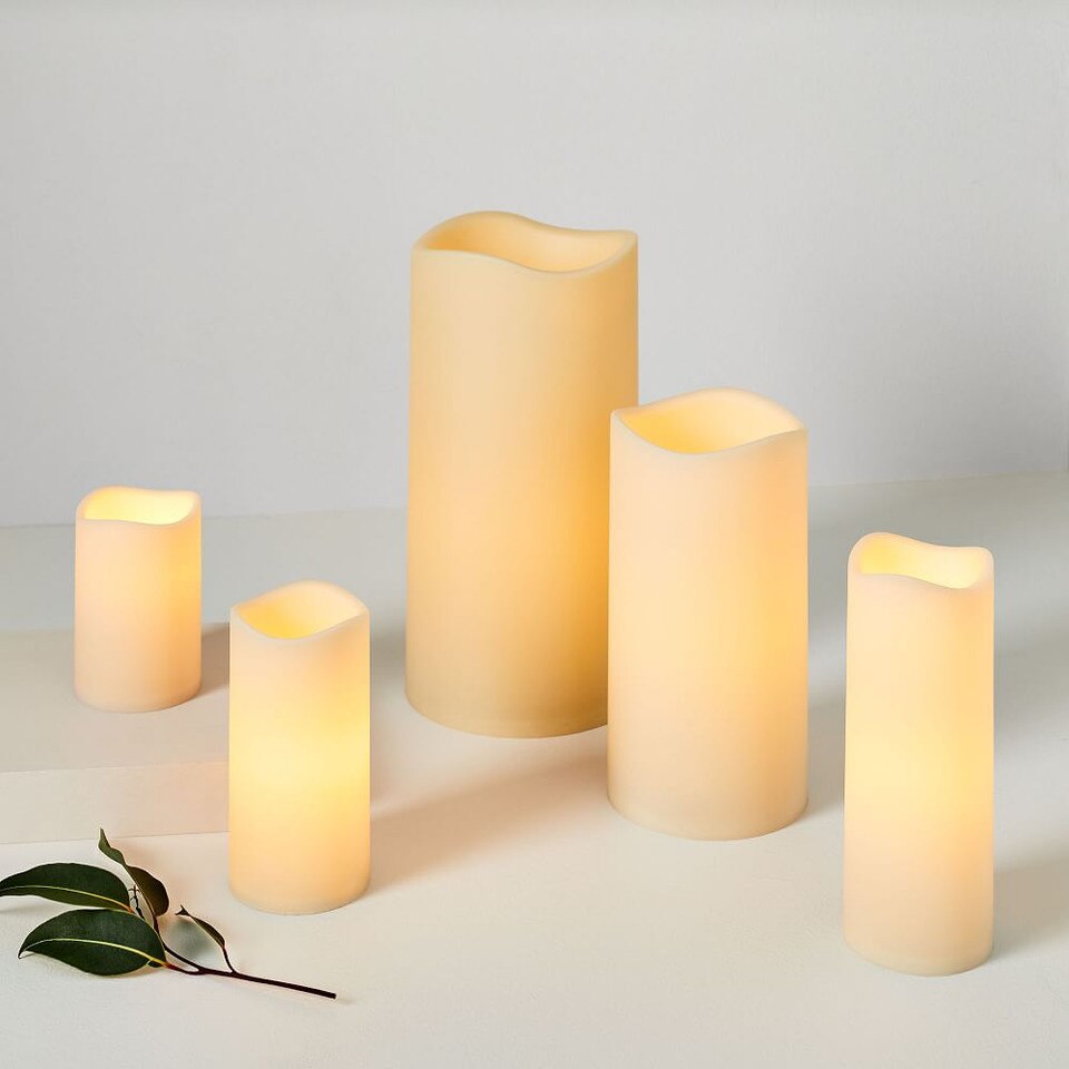 Indoor/Outdoor Flickering Flameless Pillar Candles West Elm Australia